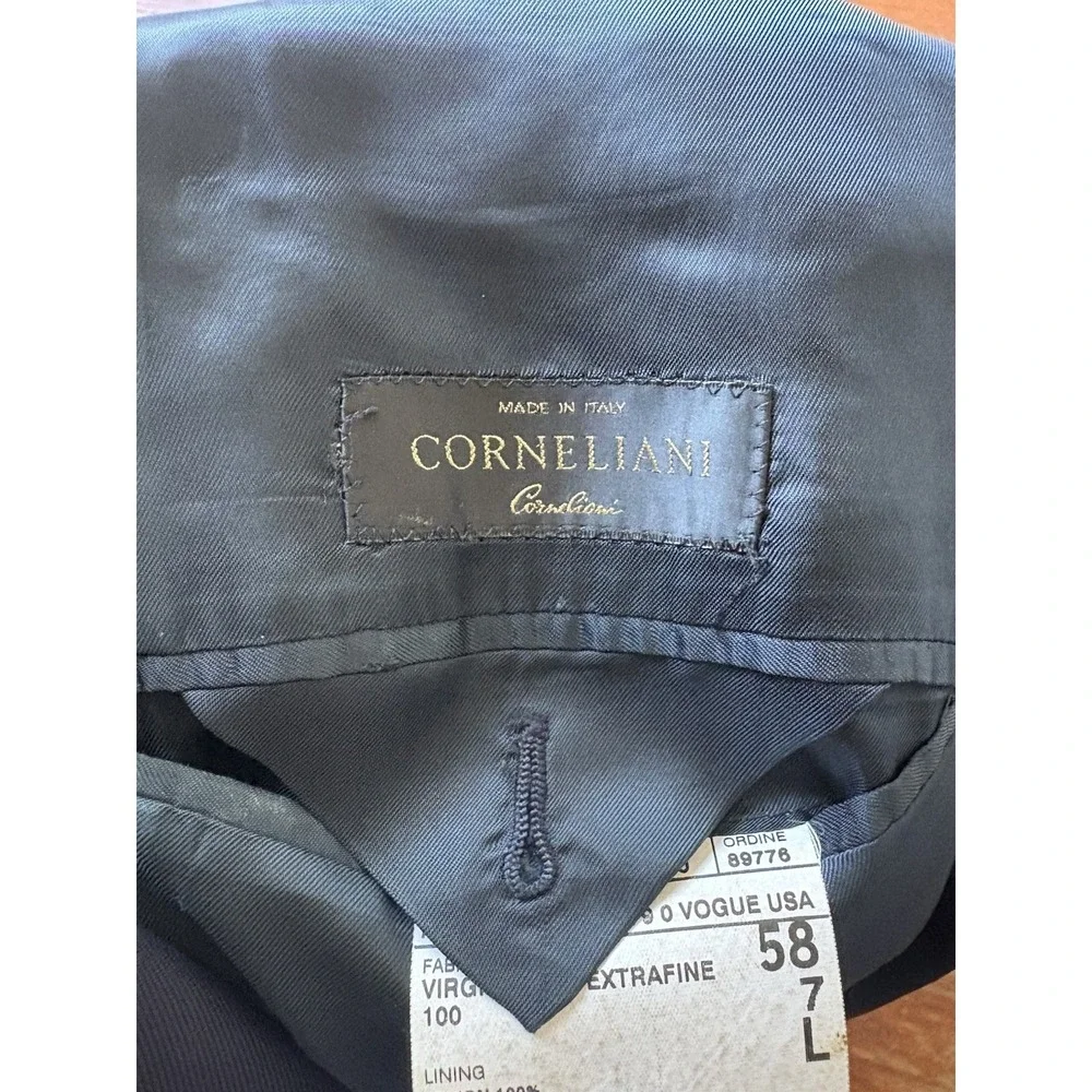 Corneliani Men's Blue Wool/Rayon Blazer Jacket Size‎ 58 7L Made In Italy